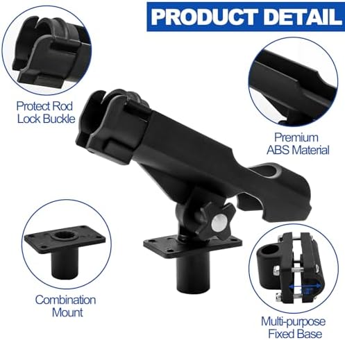 Bekith 2 Pack Fishing Rod Holder with Combo Mount, Adjustable Fishing Boat Rod Holder, Black Finish