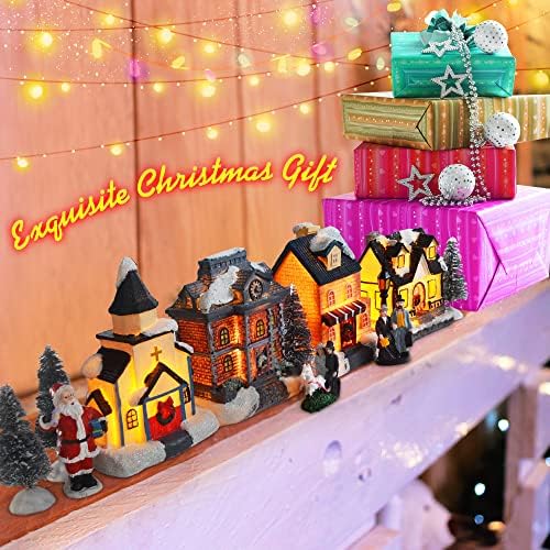 Christmas Village Sets with LED Lights and Figurines Indoor Decor