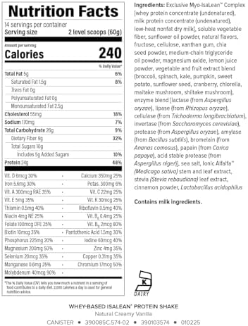 IsaLean Protein Shake - Complete Nutrition for Maintaining Healthy Weight & Lean Muscle Growth Enhanced with MCT Oil - 24 Vitamins & Minerals - 28.1 oz - 14 Meal Canister - Creamy Chocolate