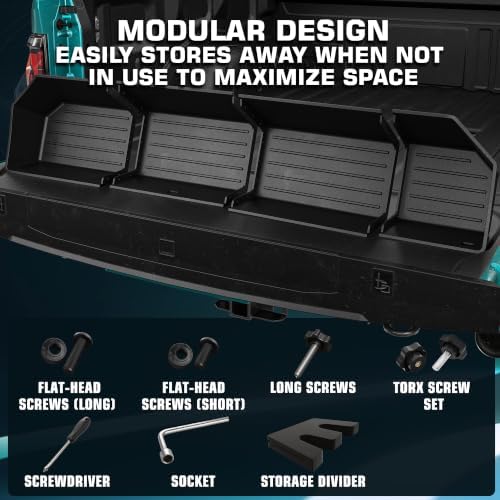 Rear Truck Underseat Storage Box, Fit 2017-2026 Ford F-250 F-350 Super Duty and 2015-2026 Ford F-150 SuperCrew Crew Cab Heavy Duty Rear Under Back Seat Box Organizer, Anti Slip