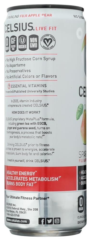 CELSIUS Sparkling Orange, Sugar Free Energy Drink, 12 Fl Oz (Pack of 4)