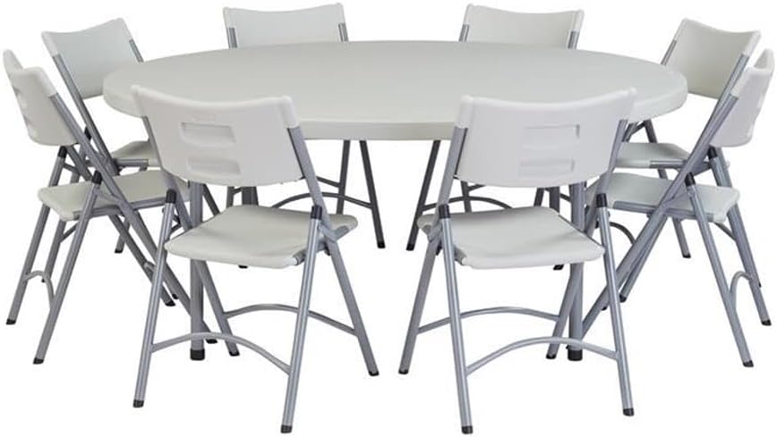 National Public Seating BT-R Series Steel Frame Round Blow Molded Plastic Top Folding Table, 700 lbs Capacity, 71" Diameter x 32" Height