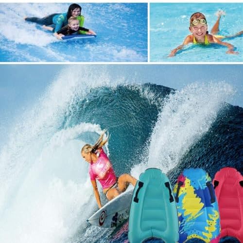 Inflatable Boogy Boards for Beach Travel Toys, 30” Cavas Slip Slide Water Park Body Surfing Board with Handles