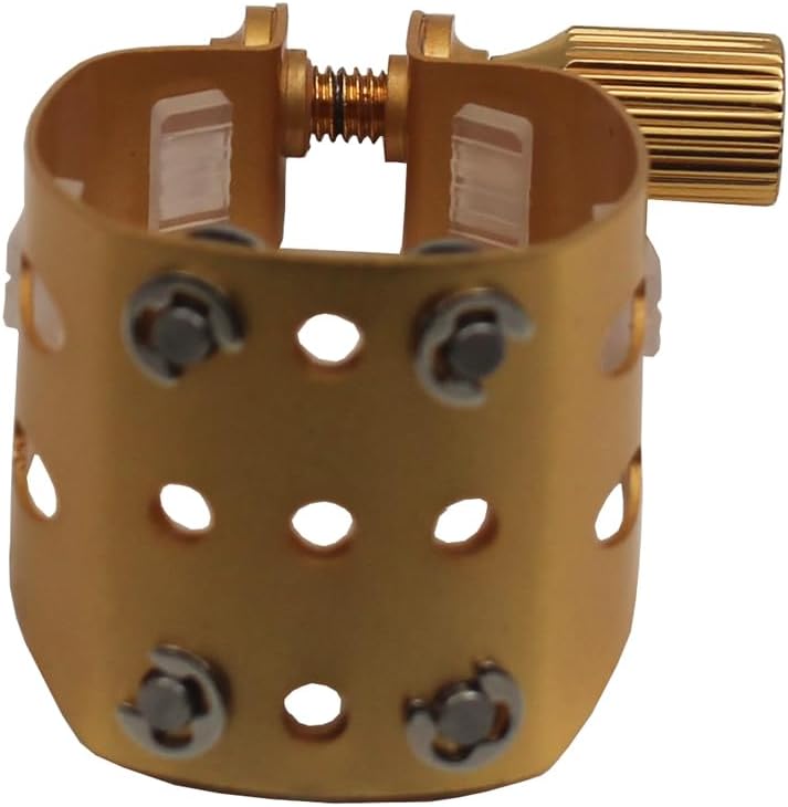 Eastern Music Saxophone Hard rubber mouthpiece Soprano alto Tenor metal ligature Ligature cap (Sandblust gold, Tenor MPC)