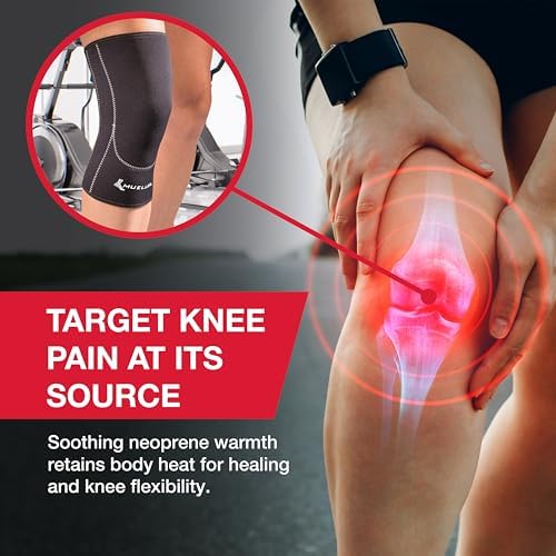 Mueller Sports Medicine Closed Patella Knee Sleeve, Knee Pain Relief Support for Men and Women, Ideal for Arthritis, Sprains, Black