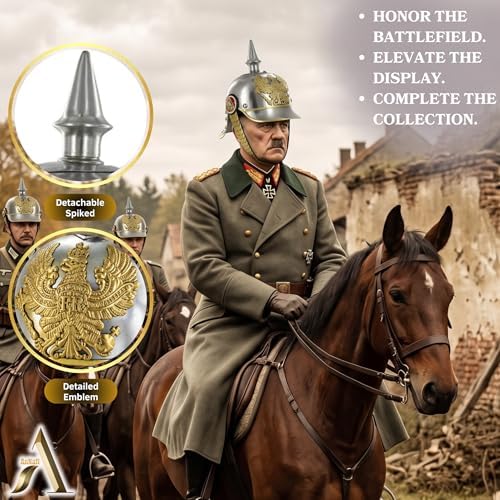 AnNafi® German Pickelhaube Military Helmet, Steel Imperial Prussian Officer Spiked, WWI & WWII Helmets Replica