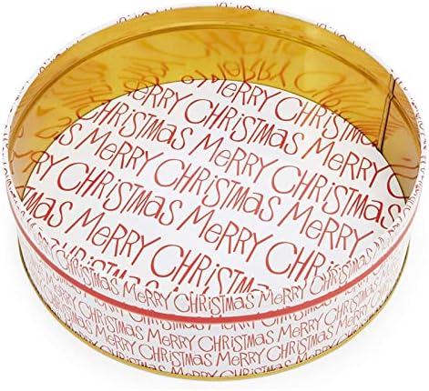 Juvale 3-Piece Cookie Tin with Lid - 8.75 in/7.75 in/6.5 in Round, Red & White - Tin Containers with Lids for Cookie Storage & Container Set