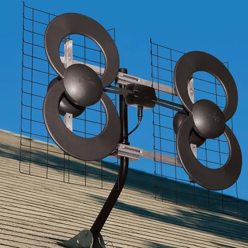 Antennas Direct ClearStream 4 UHF Indoor Outdoor TV Antenna, Multi-Directional, 70+ Mile Range, 4K 8K UHD, NEXTGEN TV – w/20-inch Mast, Reflectors