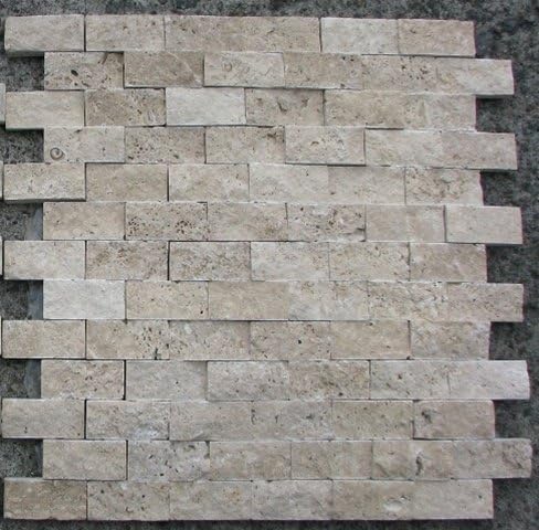 Marble 'n things Split Face 1x2 Classic Beige Travertine for Kitchen Bathroom backsplash & Exterior Use