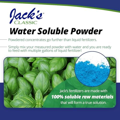 Jack's Classic 20-20-20 All Purpose Water-Soluble Fertilizer, 8oz | Powdered, Targeted Micronutrient Package, Promotes Growth, Green-Up, and Leaf Expansion on All Indoor and Outdoor Plants