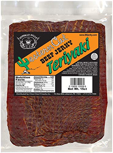 Buffalo Bills 18 Oz Sweet & Spicy Western Cut Beef Jerky, 15 Slabs Per Bag | USDA Inspected, Thin-Sliced, A Little Dry, 100% US Beef , 8" X 4" Slabs, Western-Style Jerky,Protein-Rich Meat Snacks