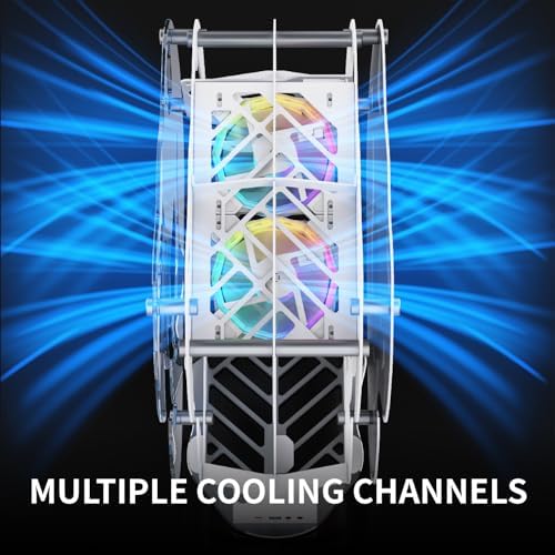 MegaPC Upgraded Open-Frame Mid-Tower Micro-ATX/Mini-ITX Gaming PC Case, Tempered Glass Side Panel, Pre-Installed ARGB PWM Fan, with USB3.0, Type-C