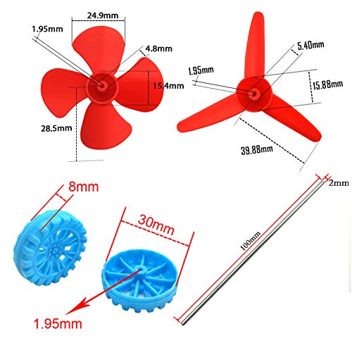 EUDAX 6 Set DC Motors Kit, Mini Electric Hobby Motor 3V -12V 25000 RPM Strong Magnetic with Shaft Propeller, 2 x AA Battery Holder