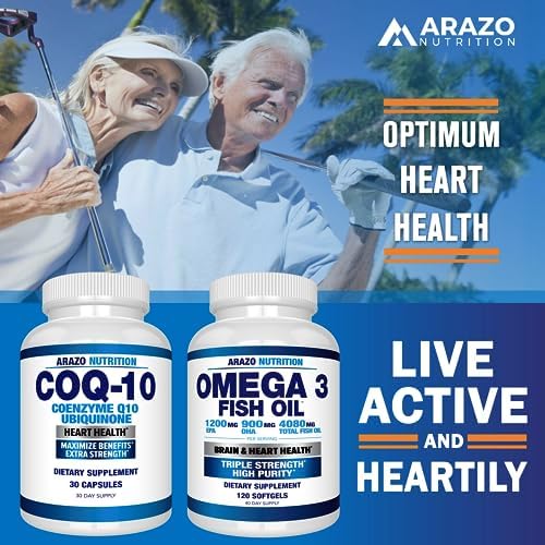 Arazo Nutrition CoQ10 Ubiquinone Coenzyme Q10-200mg Per Serving Maximum Strength Nutritional Supplement - High Absorption Capsules with No Soy