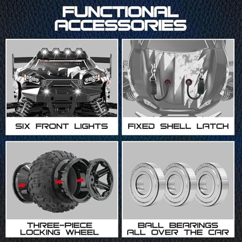1:14 Scale All Terrain RC Cars for Adults & Boys (HS14323), Max Fast 40+ KPH, 4WD Off-Road RC Truck for Snow & Sand & Mud, 4X4 Waterproof Remote Control Car with 2 Rechargeable Batteries