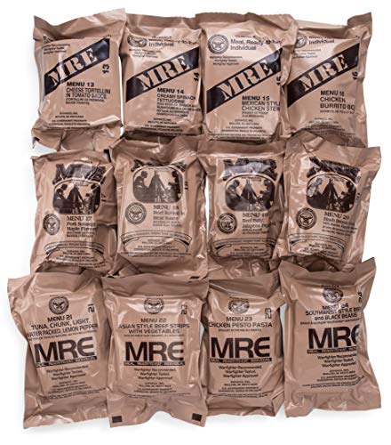 US Military MRE, Assorted Flavor, 4-Pack, 2021 | MRE Genuine Surplus – 2021 Military MREs, Assorted Flavors, 4-Pack, Ready-to-Eat Field Rations