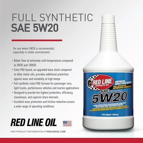 Red Line 15204 SAE 5W20 Fully Synthetic Motor Oil - 1 Quart (6 Pack)