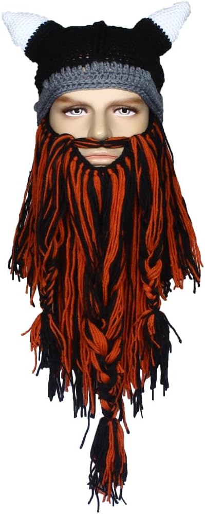Creative Barbarian Knit Beard Hat Funny Knit Cap Wig Beanie Hats