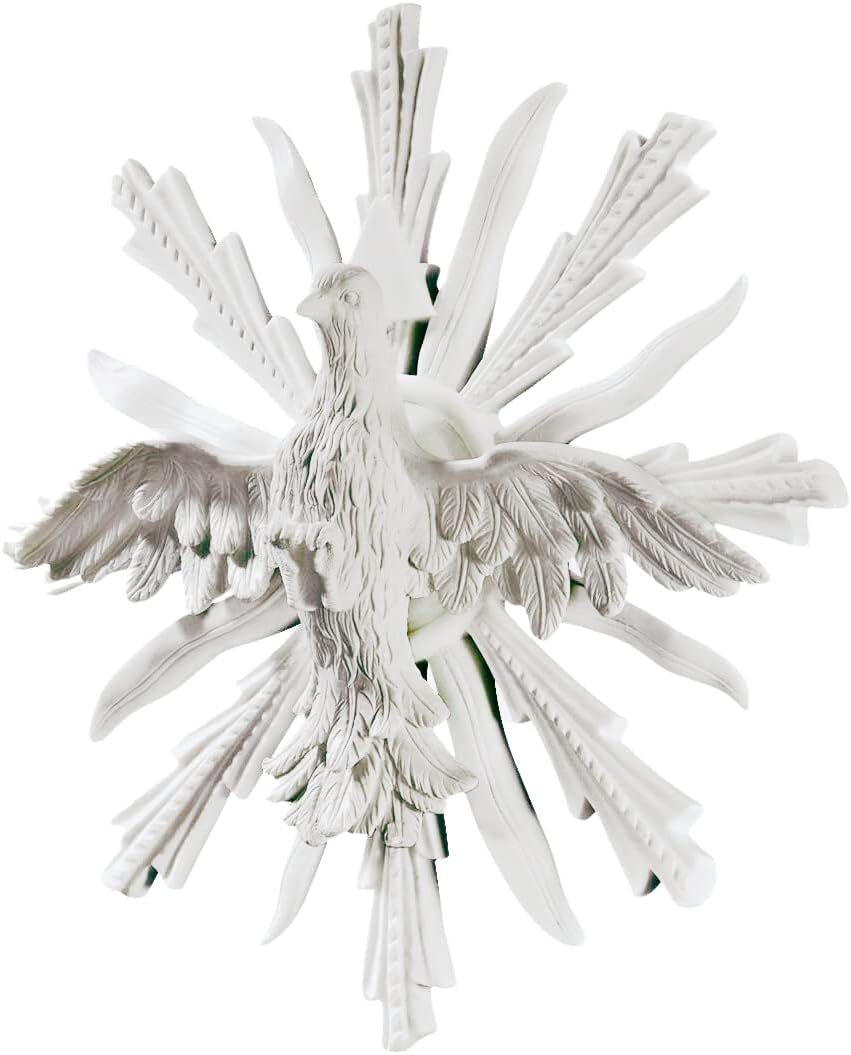 Design Toscano Mystical Snowy Owl Bird Indoor/Outdoor Wall Frieze Sculpture, Medium, 19 inches wide, 11 inches tall, Cast Stone Resin, White Finish