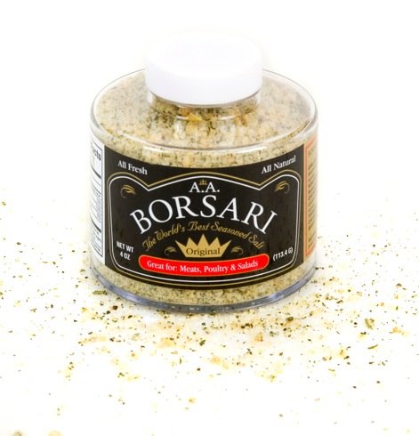 Borsari Seasoned Salt Combo - Multi-Use All Purpose Original and Orange Ginger Seasonings - Gourmet Sea Salt Blends With Herbs and Spices - Set of 2, 4 oz Shaker Bottles