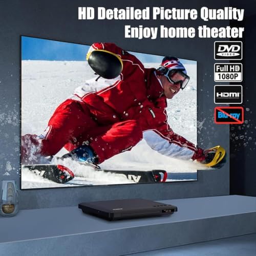 Ultra Slim DVD Player, Thin HDMI AV DVD Players for TV, 1.77 Inch Design