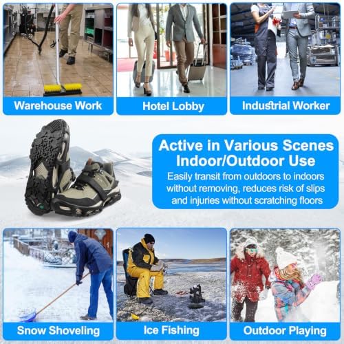 Spikeless Ice Cleats Roofing Shoe Covers Anti-Slip Rubber Traction Overshoes for Metal Roof Wet Floors Wood Deck Snow Work Boots Unisex for Roofers Construction Warehouse Workers