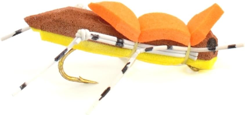 The Fly Fishing Place Grasshopper Trout Fly Fishing Flies Assortment - Foam Body Hoppers - 9 Flies 3 Patterns Hook Size 10 - Trout Fly Collection