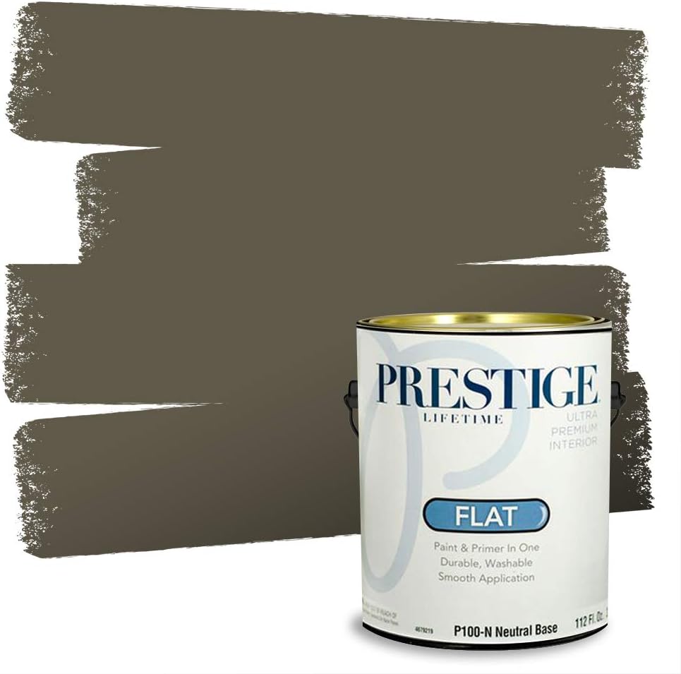 PRESTIGE Paints Exterior Paint and Primer In One, 1-Gallon, Satin, Comparable Match of Sherwin Williams* Ripe Olive*
