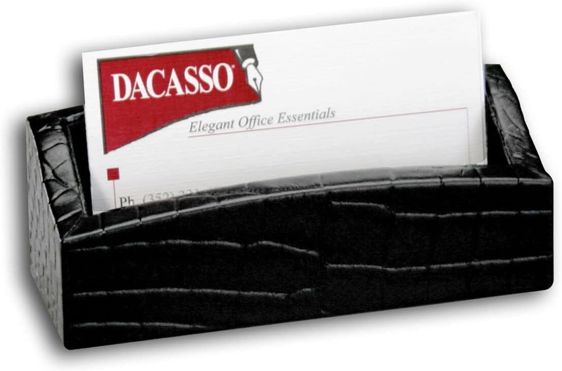 Dacasso Black Crocodile Embossed Leather Desk Set, 10-Piece