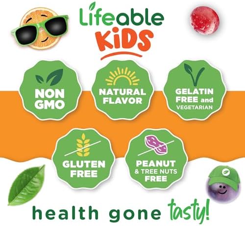 Lifeable Kids Multivitamin Gummies | Great Tasting Multivitamin for Kids | with Vitamins A, C, D, E, B6, B12, Zinc, Biotin, Folic Acid, Iodine