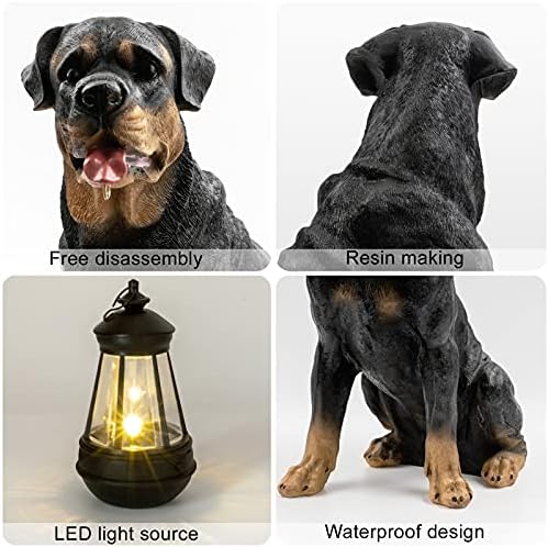 Notakia Golden Retriever Statue Outdoor with Solar Led Home Garden Decoration Windproof Lamp Realistic Dog Decor(Golden Retriever &LED)