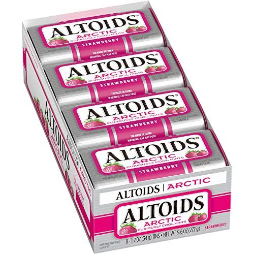 ALTOIDS Arctic Wintergreen Breath Mints Sugar Free Hard Candy Bulk, 1.2 oz Tin (8 Pack)