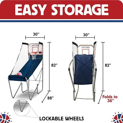 Pop-A-Shot Home Single Shot | 1-Hoop Indoor Electronic Arcade Basketball | Indoor Electronic Arcade Basketball Machine, High Quality Durable Frame