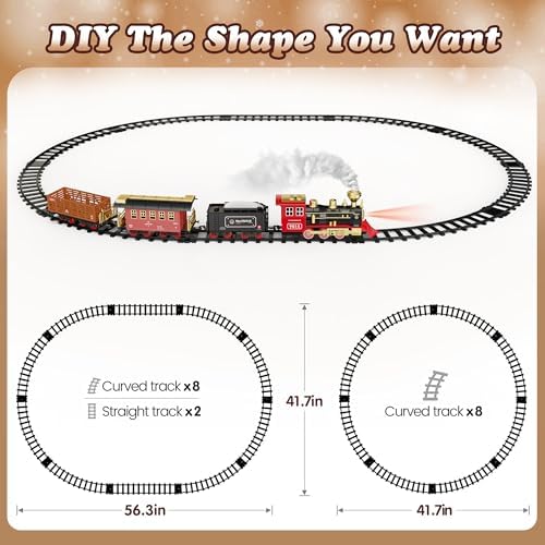 Hot Bee Train Set, Train Toys with Smoke, Lights, Sound and Train Tracks