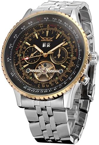 FORSINING Men's Self Winding Waterproof Automatic Stainless Steel Skeleton Tourbillon Calendar Wrist Watch