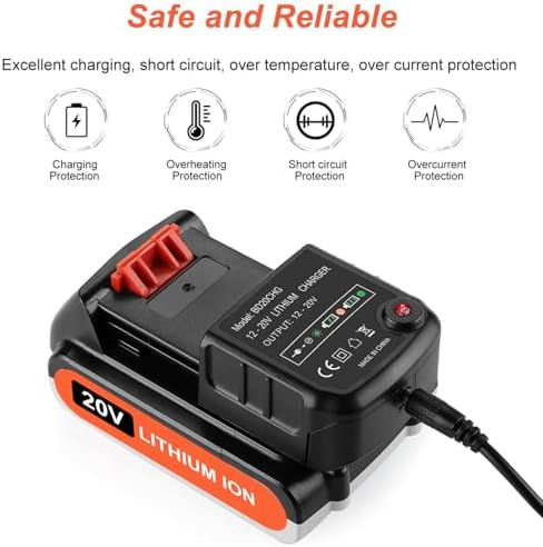 ANTRobut 3500mAh Replacement for Black and Decker 20V Lithium Battery and Charger Compatible with 20V Black & Decker Batteries