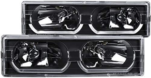 AnzoUSA 111300 Chrome/Clear Low-Brow Style Headlight for Chevrolet Full Size Truck
