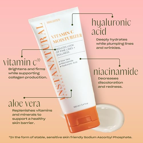 InstaNatural Vitamin C Moisturizer Face Cream, Brightens and Reduces the Look of Fine Lines and Wrinkles, Moisturizing Lotion for Dry Skin, with Hyaluronic Acid, 3.4 FL Oz | Face Cream with Hyaluronic Acid, Niacinamide, and Aloe Vera, Moisturizing Lotion…