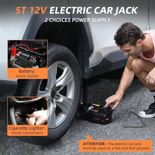 STANDTALL Electric Car Jack 5 Ton 12V Hydraulic Jack, Built-in Inflator
