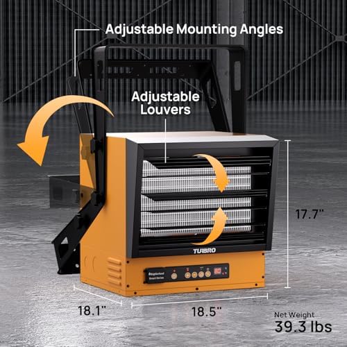 TURBRO 15, 000W Electric Garage Heater, 240V Hard Wired, WiFi Enabled, Fan-Forced Shop Heater with Remote, Overheat Protection, Thermostat