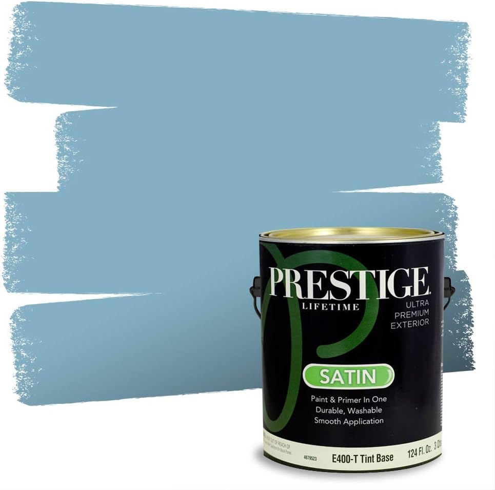 Prestige Paints E400-P-SW6506 Exterior Paint and Primer in One, 1-Gallon, Satin, Comparable Match of Sherwin Williams Vast, 1 Gallon, SW45-Vast Sky