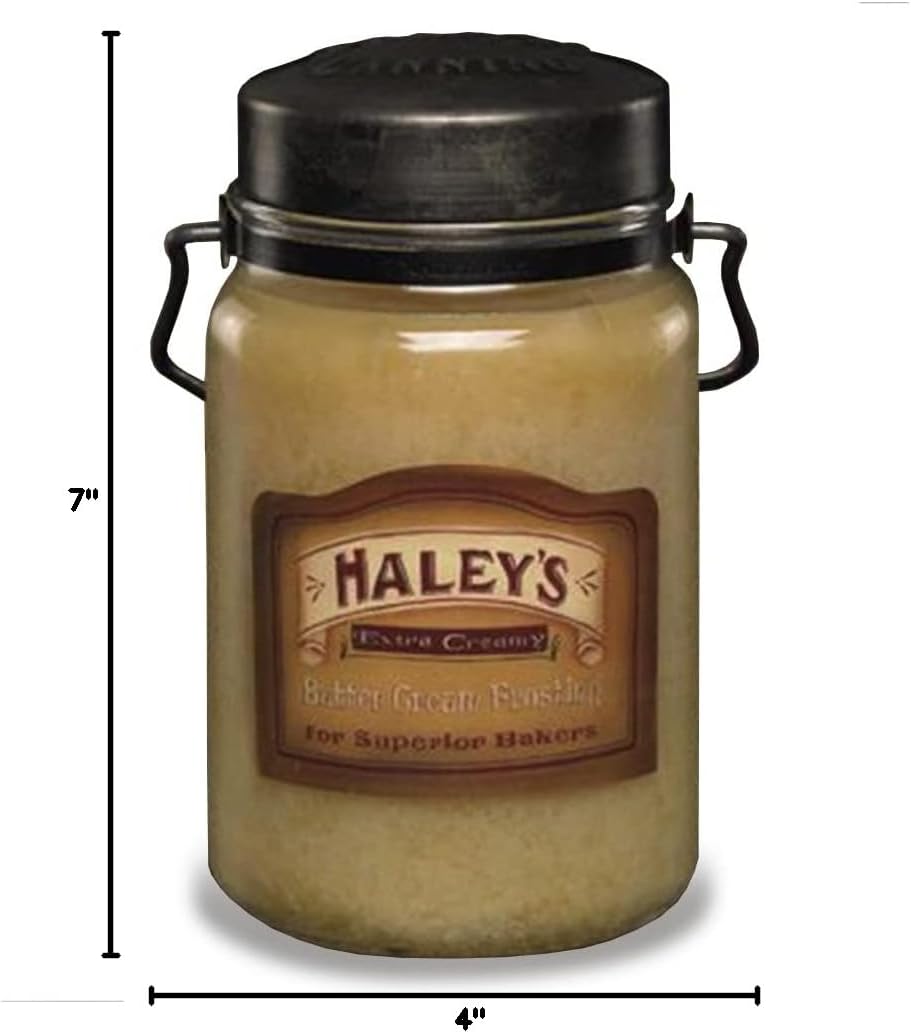 McCall’s Candles | Hot Buttered Rum | 26 oz Scented Candle | USA-Poured | Vintage Rustic Jar with Carrying Handle | Warm Buttery Spiced Rum Fragrance