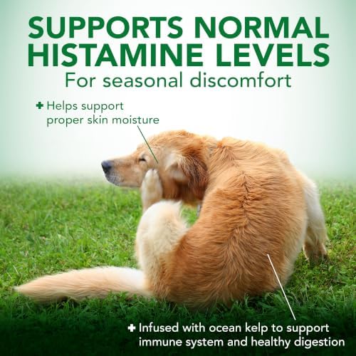 Vet's Best Seasonal Allergy Chewable Tablets for Dogs, Soothes Dog, 60ct | Seasonal Allergy Relief Tablets, Helps Soothe Itchy Skin