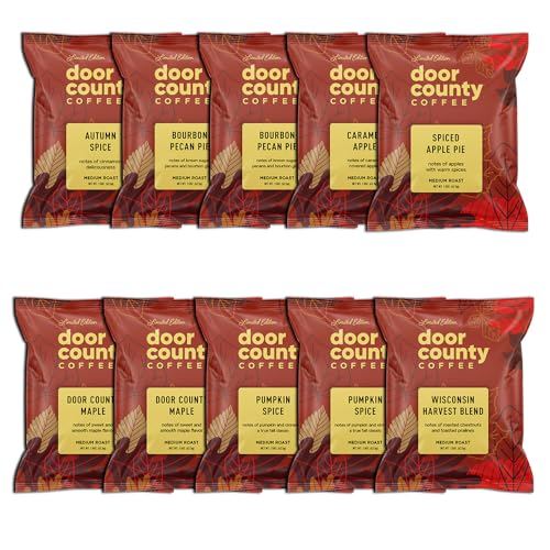 Door County Coffee Gourmet Flavored Sampler Pack, Ten 1.5 oz Bags