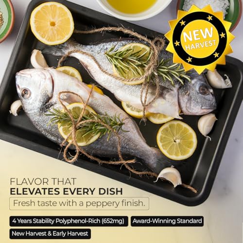 Morocco Gold New Harvest Olive Oil Extra Virgin - Polyphenol Rich 606mg/kg - Cold Pressed Olive Oil - Pure & 100% Natural with up to 4 Years Shelf-life - Fresh Harvest EVOO - (500ml (Pack of 1))