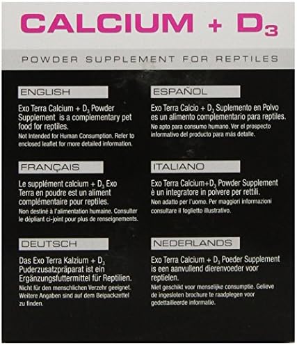 Exo Terra Calcium + D3 Powder, Ultra-fine, 3.2 oz. | Phosphorus Free Formula Boosts Bone Health & Calcium Absorption, Ideal for Insects, Fruits & Veggies