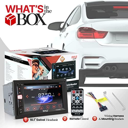 Pyle Double Din DVD Car Stereo Player Bluetooth in-Dash Car Stereo Touch Screen Receiver w/ USB/SD, MP3, CD Player, AM FM Radio