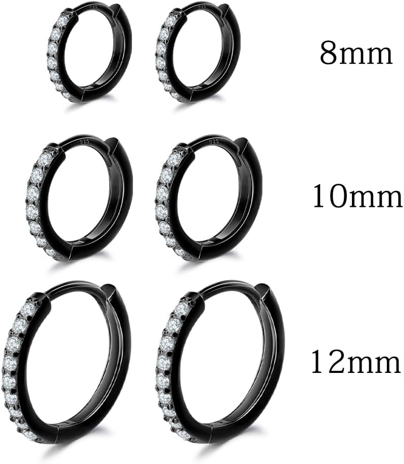 Dlihc 6 Pairs Sterling Silver Hoop and Stud Earrings Set for Women Men