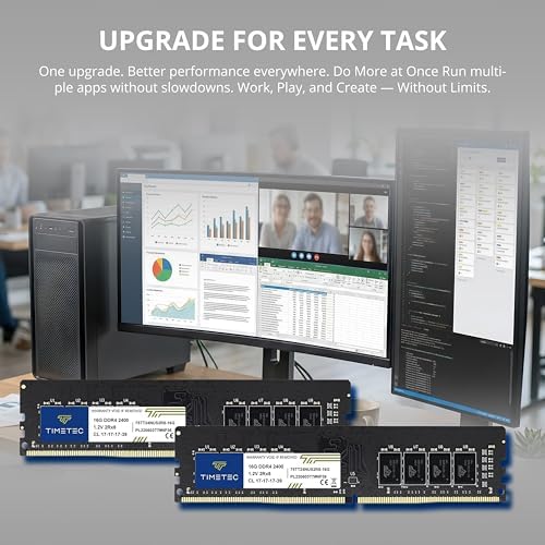 Timetec 16GB DDR4 2400MHz (PC4-2400T) PC4-19200 UDIMM Desktop RAM – 288-Pin 1.2V CL17 Non-ECC Unbuffered DIMM Memory Module Upgrade