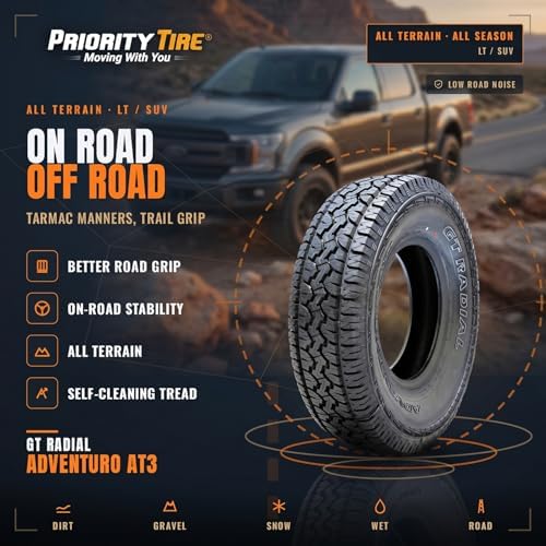 GT Radial Adventuro AT3 P265/70R17 113T | Truck/SUV All Terrain All Season Traction 113T Rated Standard Load Radial Construction Outlined White